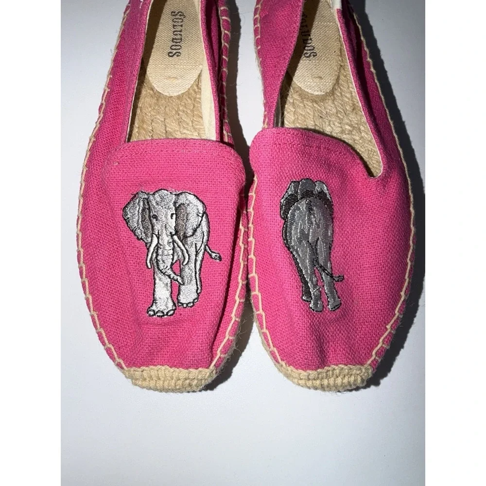 Soludos Espadrille Slip On Loafers Women's Hot Pink Elephant Casual Shoes 6 K